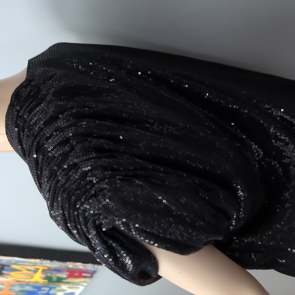 EVA FRANCO Sequin Bolero w/ ruching on shoulders & sleeves.Black. Size 4 GLAMOUR - Picture 4 of 11